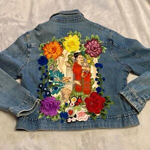 Upcycled Frida Kahlo vintage Jean jacket